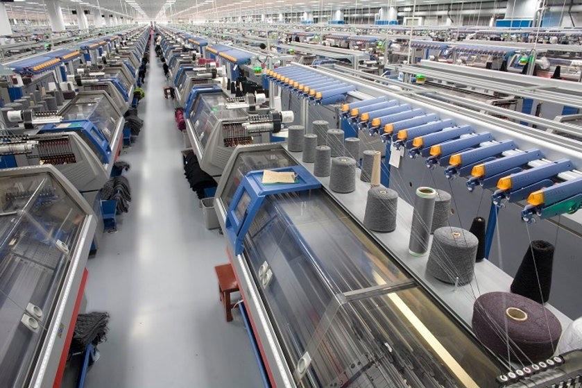 Industrial knitting machine production floor