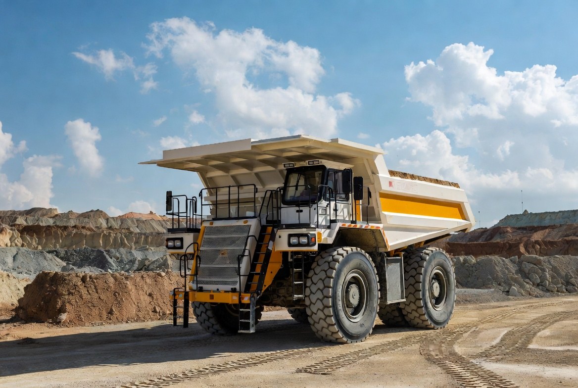 Large industrial dump truck at quarry